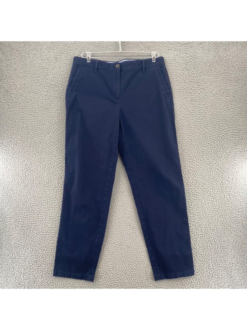 Talbots Pants Womens 8 Navy Relaxed Chino Tapered Stretch Pocket Office Casual